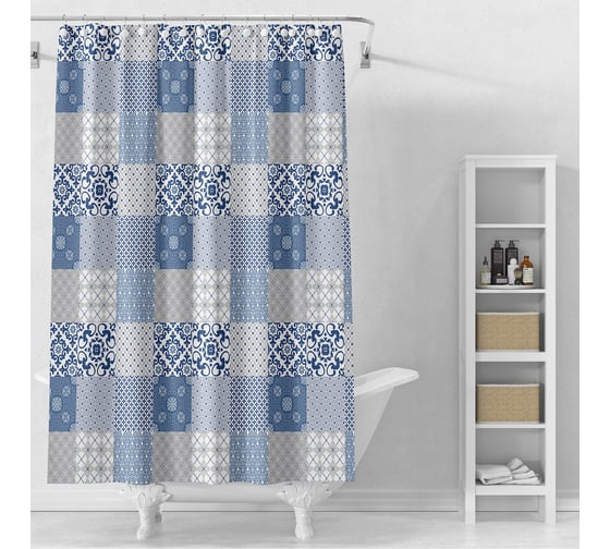 Штора для ванной комнаты PERFECTO LINEA Secret 180x180, с кольцами, калейдоскоп 36-118104