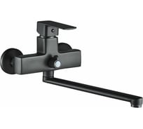 Смеситель для ванны Rainsberg  с поворотным длинным изливом 30 см, черный матовый, однорычажный, керамический картридж R1023HF