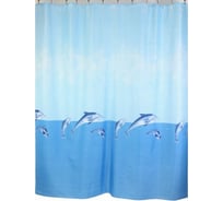 Штора для ванной Zalel 180x200 голубой фон без колец 503580