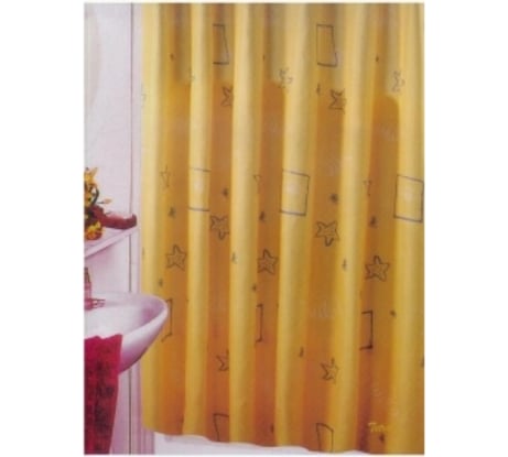 Штора для ванной Zalel 100% полиэстер эконом 170x200 желтая без колец 520286