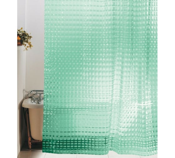 Штора для ванной Zalel 3D Green 180x180, без колец 3D-154 531935 1