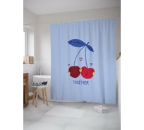 Штора для ванной JOYARTY "Вишинки вместе" из сатена, 180x200 см с крючками sc_422698