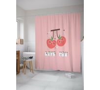 Штора для ванной JOYARTY "Вишневая любовь" из сатена, 180x200 см с крючками sc_422673