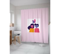 Штора для ванной JOYARTY "Влюбленные" из сатена, 180x200 см с крючками sc_422672