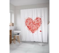 Штора для ванной JOYARTY "Воздушное сердце" из сатена, 180x200 см с крючками sc_422620