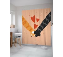 Штора для ванной JOYARTY "Давай лапу" из сатена, 180x200 см с крючками sc_422679