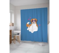 Штора для ванной JOYARTY "Деловой пес" из сатена, 180x200 см с крючками sc_422661