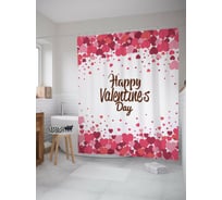 Штора для ванной JOYARTY "День святого Валентина" из сатена, 180x200 см с крючками sc_422627