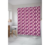 Штора для ванной JOYARTY "Кофе с пирожным" из сатена, 180x200 см с крючками sc_422666