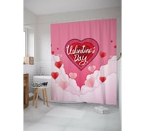 Штора для ванной JOYARTY "Любовь в облаках" из сатена, 180x200 см с крючками sc_422697