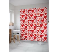 Штора для ванной JOYARTY "Море сердец" из сатена, 180x200 см с крючками sc_422654