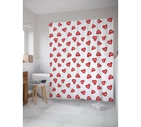 Штора для ванной JOYARTY "Нарисованные сердца" из сатена, 180x200 см с крючками sc_422715