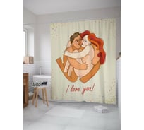 Штора для ванной JOYARTY "Натуральная любовь" из сатена, 180x200 см с крючками sc_422689