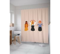 Штора для ванной JOYARTY "Признание в любви" из сатена, 180x200 см с крючками sc_422699