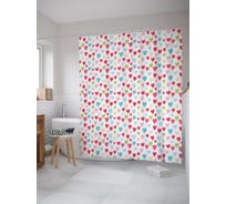 Штора для ванной JOYARTY "Разноцветные Сердца" из сатена, 180x200 см с крючками sc_422724