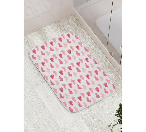 Коврик для ванной JOYARTY "Рисунок сердечек" противоскользящий, 52x77 см bath_422640 1
