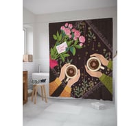 Штора для ванной JOYARTY "Свидание" из сатена, 180x200 см с крючками sc_422637