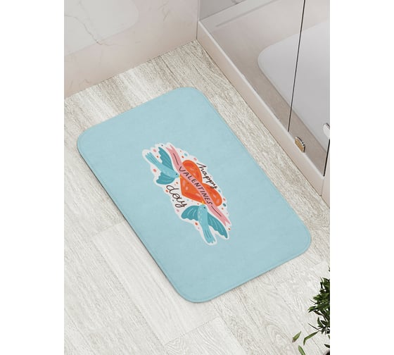 Коврик для ванной JOYARTY "Любовь и голуби" противоскользящий, 52x77 см bath_422671 1