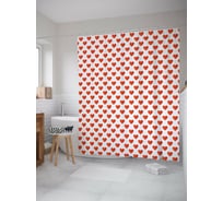 Штора для ванной JOYARTY "Сердечки" из сатена, 180x200 см с крючками sc_422662