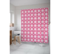 Штора для ванной JOYARTY "Сердце в клетке" из сатена, 180x200 см с крючками sc_422633