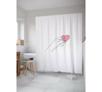 Штора для ванной JOYARTY "Сердце в руках" из сатена, 180x200 см с крючками sc_422677