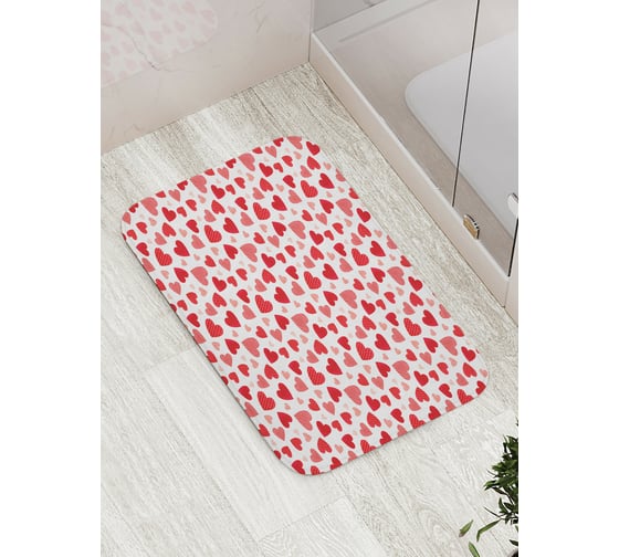 Коврик для ванной JOYARTY "Сердечки" противоскользящий, 52x77 см bath_422643 1