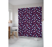 Штора для ванной JOYARTY "Снегопад из сердец" из сатена, 180x200 см с крючками sc_422628