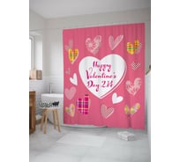 Штора для ванной JOYARTY "Стильные сердечки" из сатена, 180x200 см с крючками sc_422675