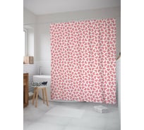 Штора для ванной JOYARTY "Pink heart" из сатена, 180x200 см с крючками sc_422650