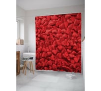 Штора для ванной JOYARTY "Ажурные сердечки" из сатена, 180x200 см с крючками sc_422617