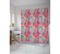 Штора для ванной JOYARTY "Боке из сердец" из сатена, 180x200 см с крючками sc_422657