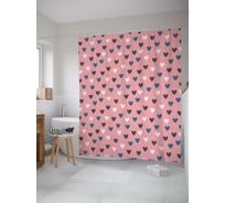 Штора для ванной JOYARTY "Ванильные сердца" из сатена, 180x200 см с крючками sc_422720
