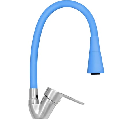 Смеситель для мойки Juguni одноручный, с гибким изливом 2 режима (синий), креп. гайка, 0402.151