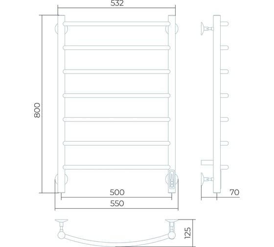 Электрический полотенцесушитель Larusso Классик КС П7 500x800 9005 4670078536525