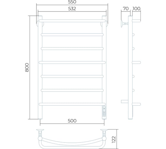 Электрический полотенцесушитель Larusso Евромикс КС П7 500x800 9005 4670078536488