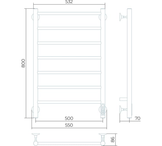 Электрический полотенцесушитель Larusso Джаз П7 500x800 4670078536365
