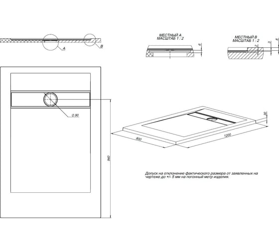 Литьевой поддон ALLEN BRAU Infinity 1200x800, без сифона/накладки, антрацит 8.21002-AM 00267239