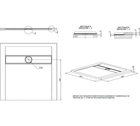 Литьевой поддон ALLEN BRAU Infinity 900x900, без сифона/накладки, антрацит 8.21001-AM 00267238