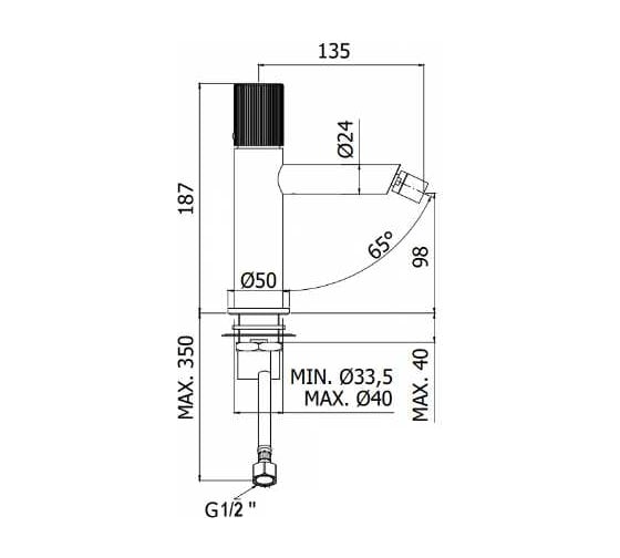 Смеситель для биде Paffoni без донного клапана, черный матовый JO131NO 00285623