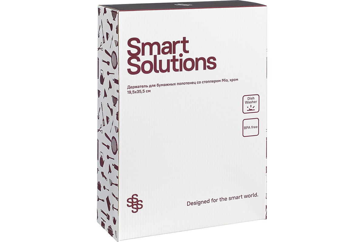 Держатель для бумажных полотенец со стоппером Smart Solutions Mio 19.5x37  см, хром SS-PTH-ST-CHR-19.5-35.5 - выгодная цена, отзывы, характеристики,  фото - купить в Москве и РФ