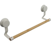 Держатель для полотенец Аквалиния белый (металл/бамбук) на присоске W7837-5