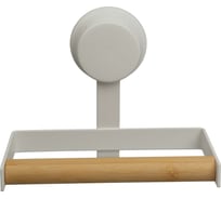 Держатель для полотенец Аквалиния белый (металл/бамбук) на присоске W7837-3