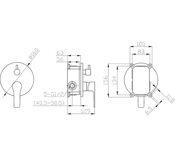Встроенный смеситель для душа ESKO Singapore black, арт. SB 83-3