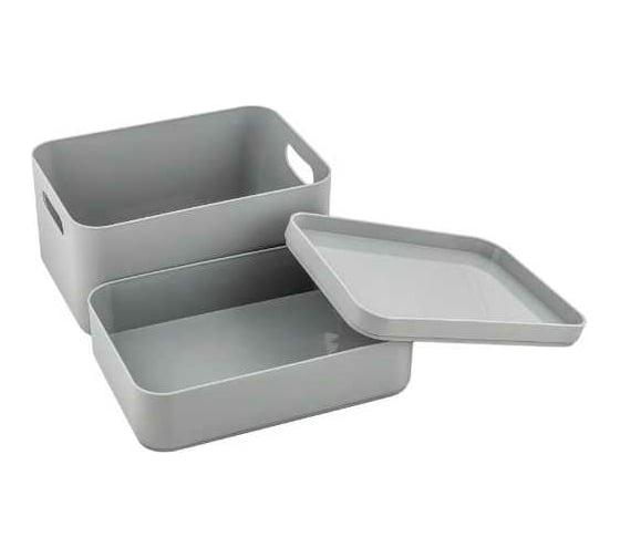 Органайзер PROFF PLASTIK 3-секционный 225x155x100 мм серый, пластиковый ИН-2601871с