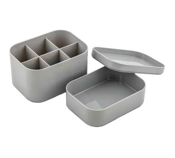 Органайзер PROFF PLASTIK 3-секционный 150x110x85 мм MINI с разделителями, серый, пластиковый ИН-2601872с