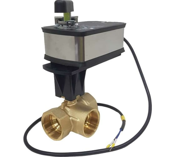 Трехходовой шаровый кран  TECHNO HK332-SC05DN/230V DN32, резьба G1-1/4 с электроприводом 5Нм, 220В, управление открыто/закрыто с возвратной пружиной 632322 1