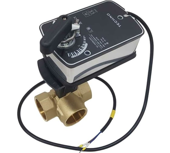 Трехходовой шаровый кран TECHNO HK325-SC05DN/230V DN25, резьба G1 с электроприводом 5Нм, 220В, управление открыто/закрыто с возвратной пружиной 632252
