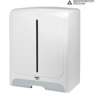 Диспенсер для бумажных полотенец hor T1 СТАНДАРТ, корпус белый, нижнее стекло серое, универсальная система сложения (Z(C) / V(ZZ)) HOR-12110602