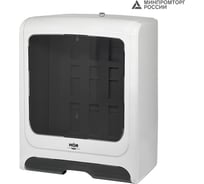 Диспенсер для бумажных полотенец hor T1 БИЗНЕС, корпус белый, стекло прозрачное черное, универсальная система сложения (Z(C) / V(ZZ)) HOR-11113303