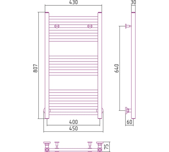Полотенцесушитель Сунержа ДР МОДУС 800x400 00-0250-8040
